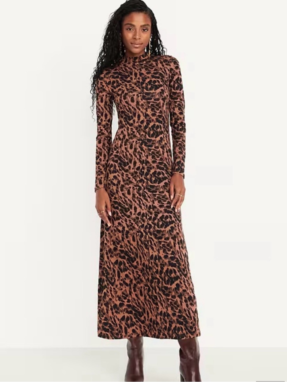 NWOT Old Navy Leopard mock neck maxi dress